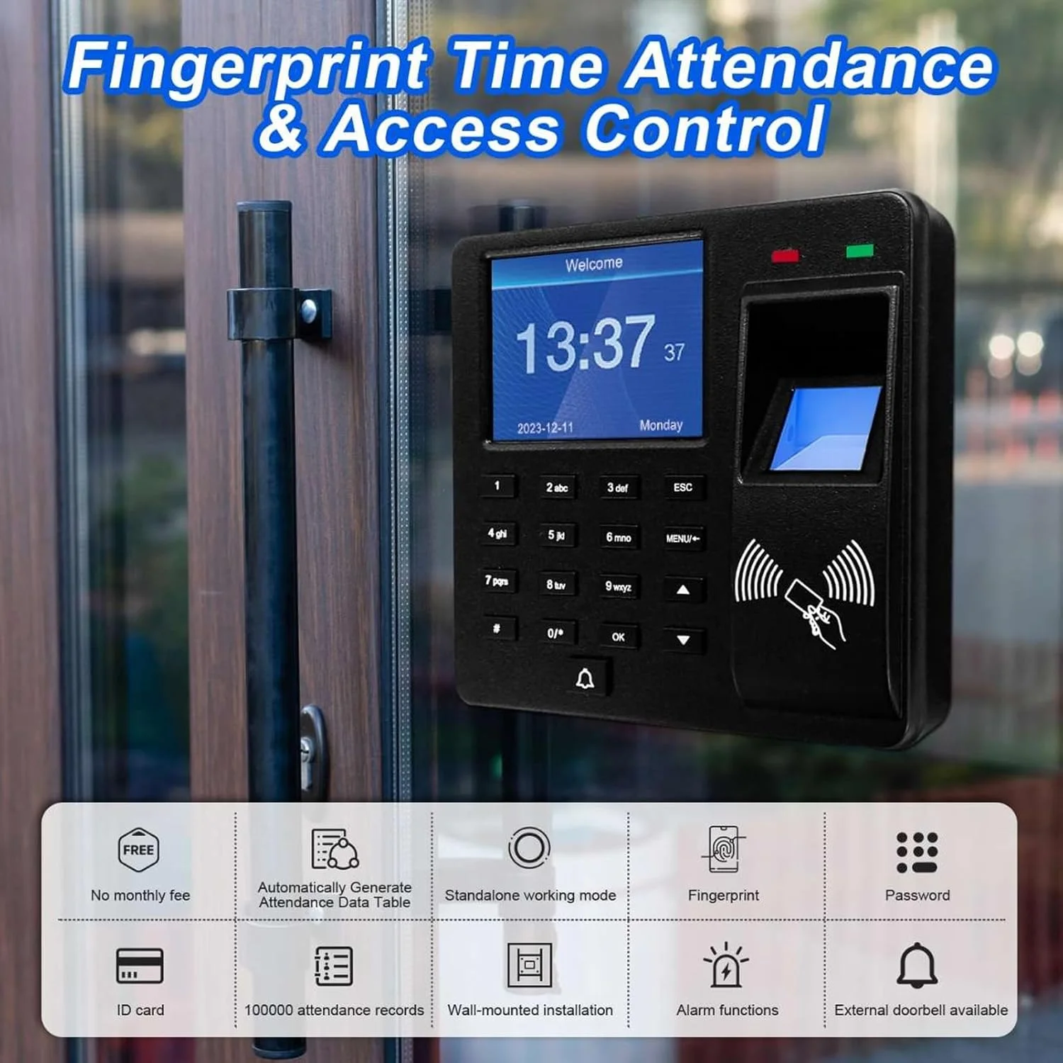 دستگاه ساعت زنی اثر انگشت Cryfokt، دستگاه حضور و غیاب بیومتریک کارمندان با اثر انگشت، رمز عبور و کارت شناسایی، دستگاه پانچ ساعت حضور و غیاب مستقل برای دفتر و مدرسه دستگاه ساعت زنی اثر انگشت Cryfokt، دستگاه حضور و غیاب بیومتریک کارمندان با اثر انگشت، رمز عبور و کارت شناسایی، دستگاه پانچ ساعت حضور و غیاب مستقل برای دفتر و مدرسه