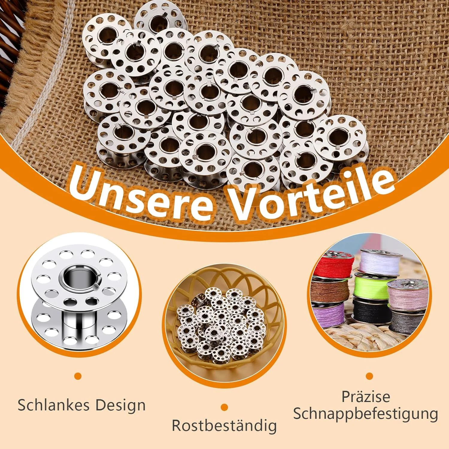 دوک های فلزی Doxiru، 25 عددی، دوک های فلزی چرخ خیاطی، دوک های فلزی چرخ خیاطی به همراه جعبه دوک، دوک، قرقره نخ فلزی برای چرخ خیاطی های دستی