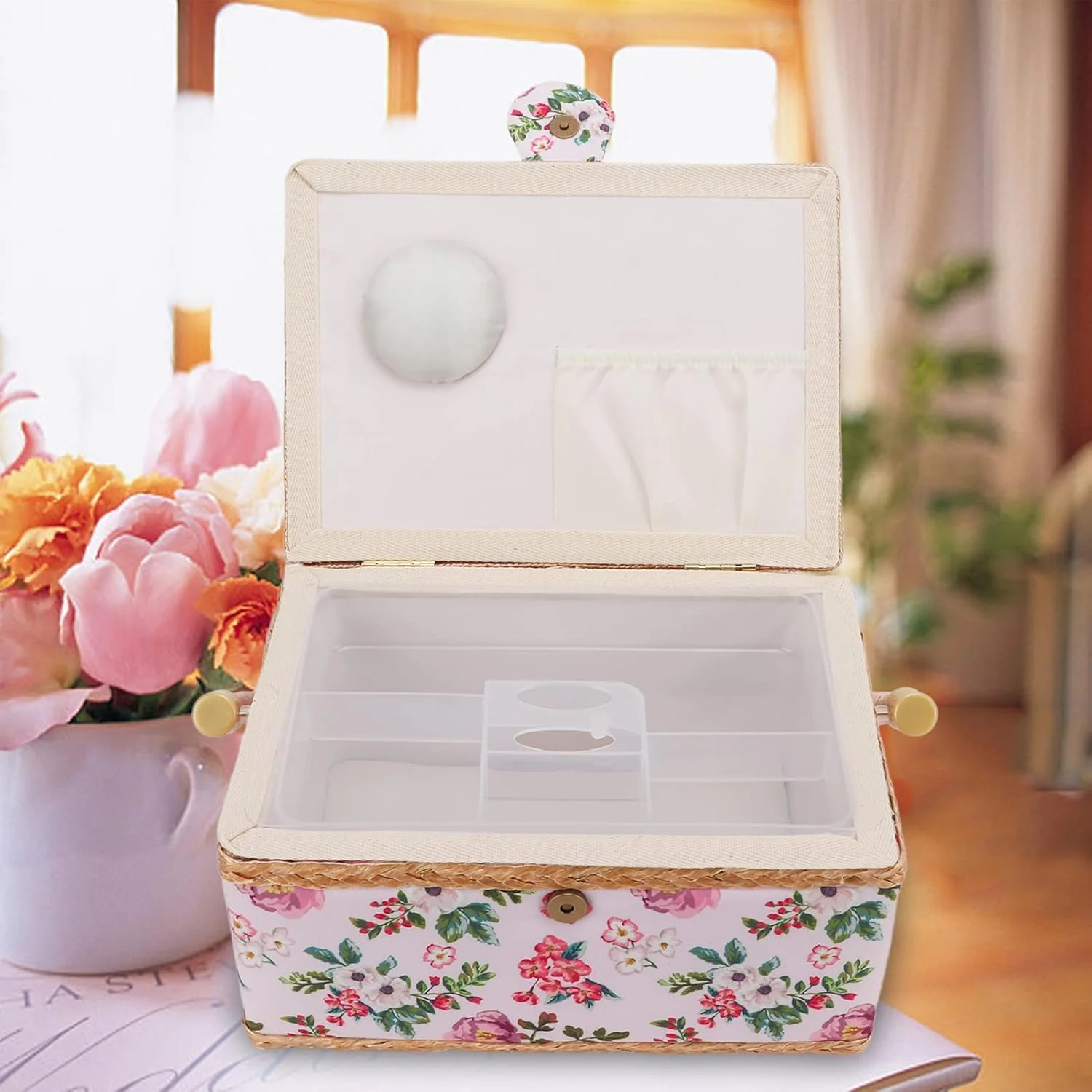 جعبه نگهداری لوازم متفرقه HGFUUYT، سبد خیاطی پارچه پلی استر قاب استریو با ظرفیت زیاد طراحی دو لایه برای منزل و مسافرت جعبه نگهداری لوازم متفرقه HGFUUYT، سبد خیاطی پارچه پلی استر قاب استریو با ظرفیت زیاد طراحی دو لایه برای منزل و مسافرت