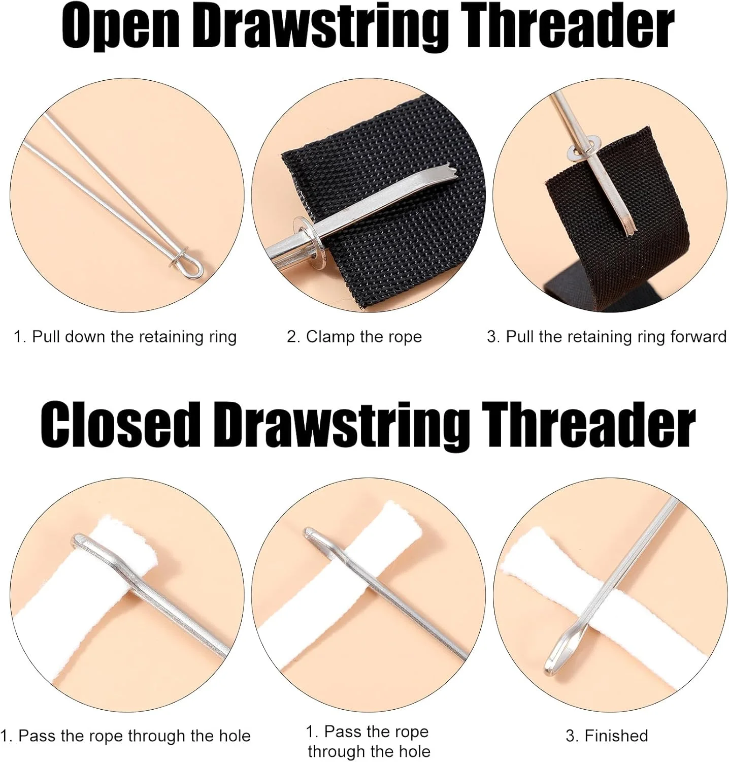 ابزار نخ کش بند ناف، 6 عدد گیره کمکی جایگزین بند ناف برای هودی شلوارک و شلوار، استفاده آسان از گیره های خیاطی و گیره کمکی برای پروژه های DIY، نقره ای ابزار نخ کش بند ناف، 6 عدد گیره کمکی جایگزین بند ناف برای هودی شلوارک و شلوار، استفاده آسان از گیره های خیاطی و گیره کمکی برای پروژه های DIY، نقره ای