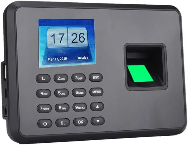 دستگاه حضور و غیاب هوشمند اثر انگشتی و رمز عبوری Irfora، دستگاه ثبت ورود و خروج کارکنان با صفحه نمایش 2.4 اینچی LCD، دستگاه حضور و غیاب DC 5V، دوشاخه EU، رنگ مشکی