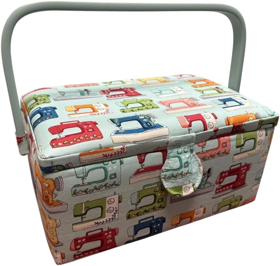 جعبه خیاطی چوبی بزرگ، جعبه خیاطی پارچه ای با 8 محفظه، سازمان دهنده با سوزن، جعبه نگهداری با دسته و سینی، (P13، متوسط) جعبه خیاطی چوبی بزرگ، جعبه خیاطی پارچه ای با 8 محفظه، سازمان دهنده با سوزن، جعبه نگهداری با دسته و سینی، (P13، متوسط)