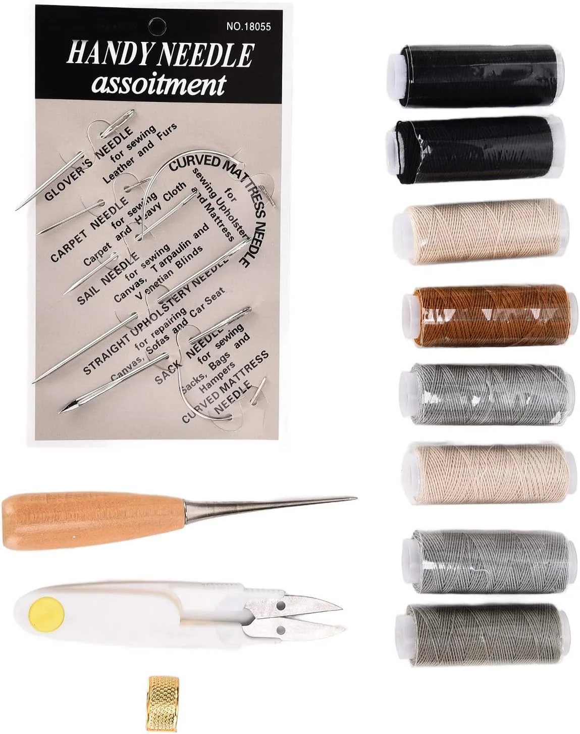 ست نخ چرخ خیاطی عمومی، سوزن های خیاطی چند منظوره چند رنگ برای کت، فرش و بوم