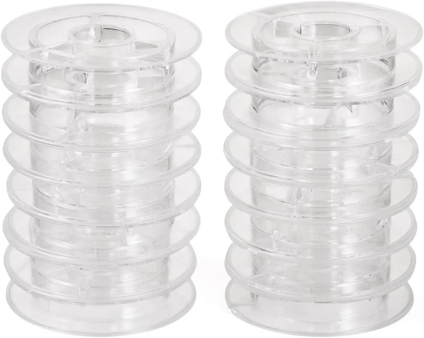 Craftdady 16 عدد قرقره نخ شفاف، قرقره های پلاستیکی خالی برای نگهداری زنجیر، روبان، سیم بافندگی برای نخ گلدوزی، نخ روبان، لوازم خیاطی صنایع دستی، 1.94x0.4 اینچ