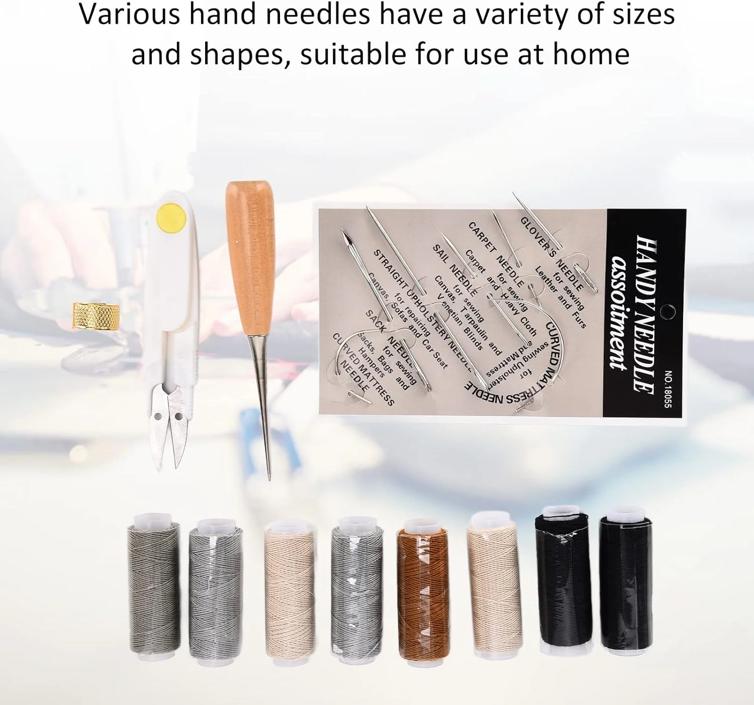 ست نخ چرخ خیاطی عمومی، سوزن های خیاطی چند منظوره چند رنگ برای کت، فرش و بوم