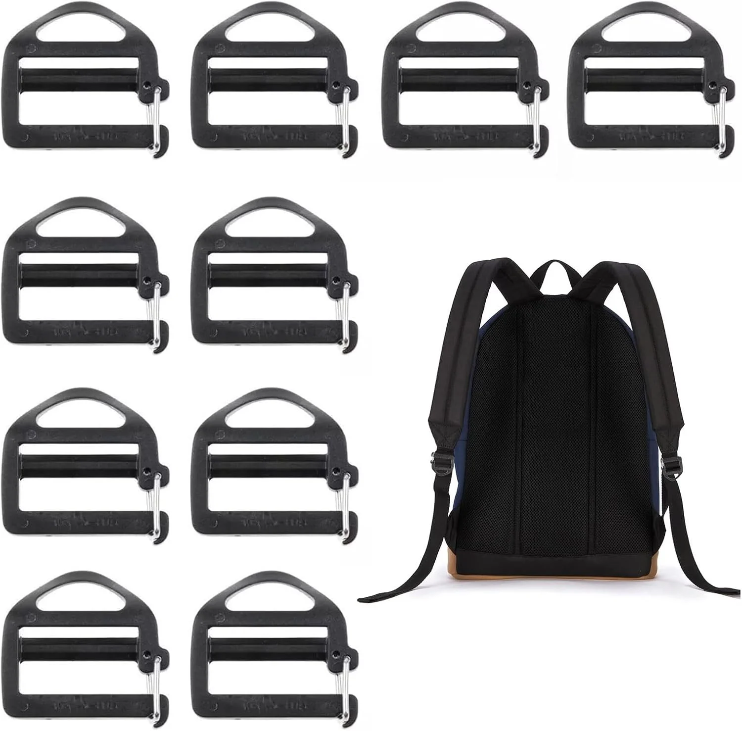 گیره سگک کمربند تسمه ای 10 عددی 25 میلی متری 1 اینچی با گیره قلاب با قابلیت تنظیم باز، مجموعه جایگزین سگک کوله پشتی