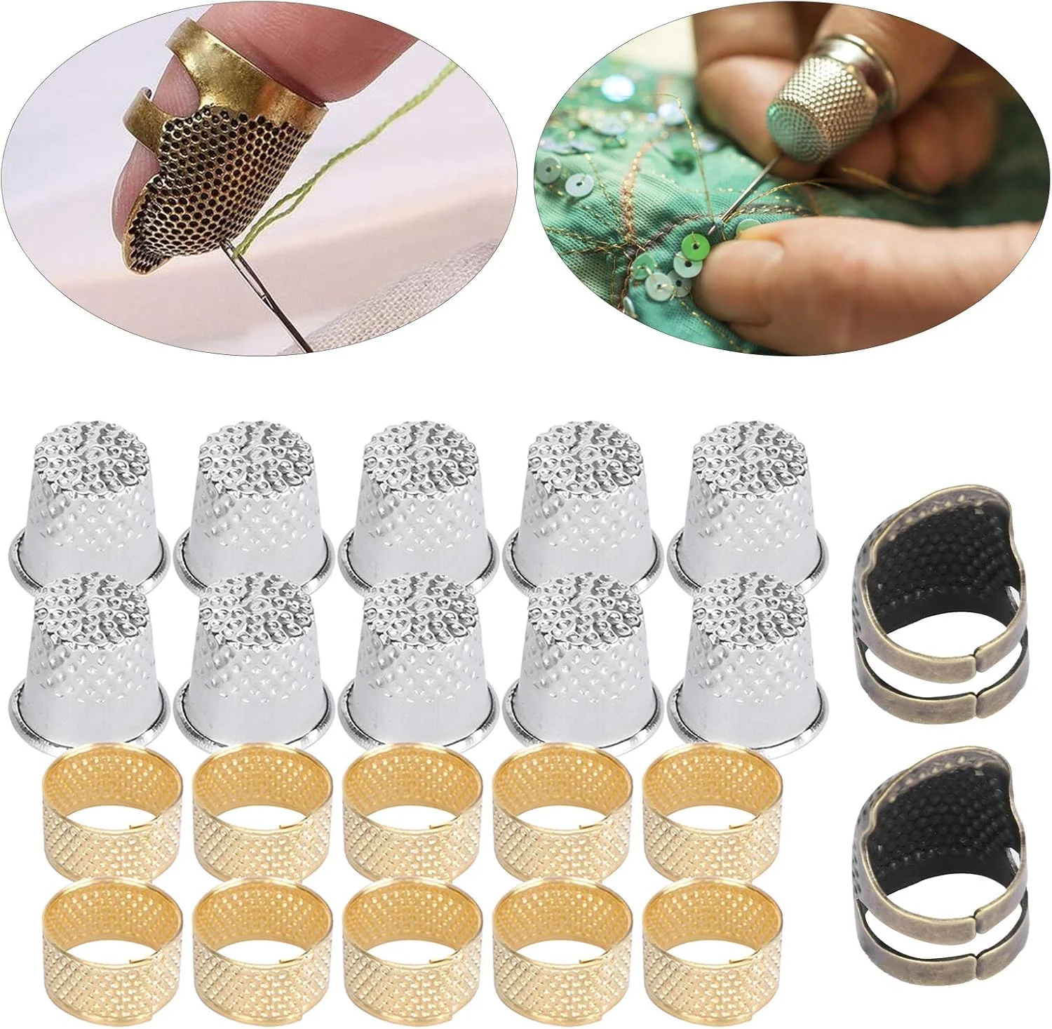 مجموعه انگشتانه خیاطی Tnfeeon محافظ نوک انگشت برنجی محافظ انگشت قابل تنظیم برای خیاطی گلدوزی و کارهای سوزنی مجموعه انگشتانه خیاطی Tnfeeon محافظ نوک انگشت برنجی محافظ انگشت قابل تنظیم برای خیاطی گلدوزی و کارهای سوزنی