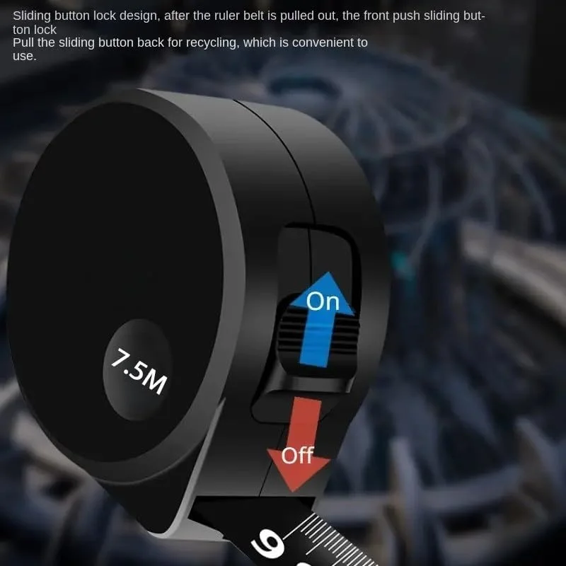 متر نواری تِنگ‌کانگ جمع‌شونده با تیغه فولاد کربنی مشکی، متر با خوانایی آسان و خط‌کش اعشاری مناسب برای نقشه‌برداران، مهندسان و برق‌کاران (7.5 متر)