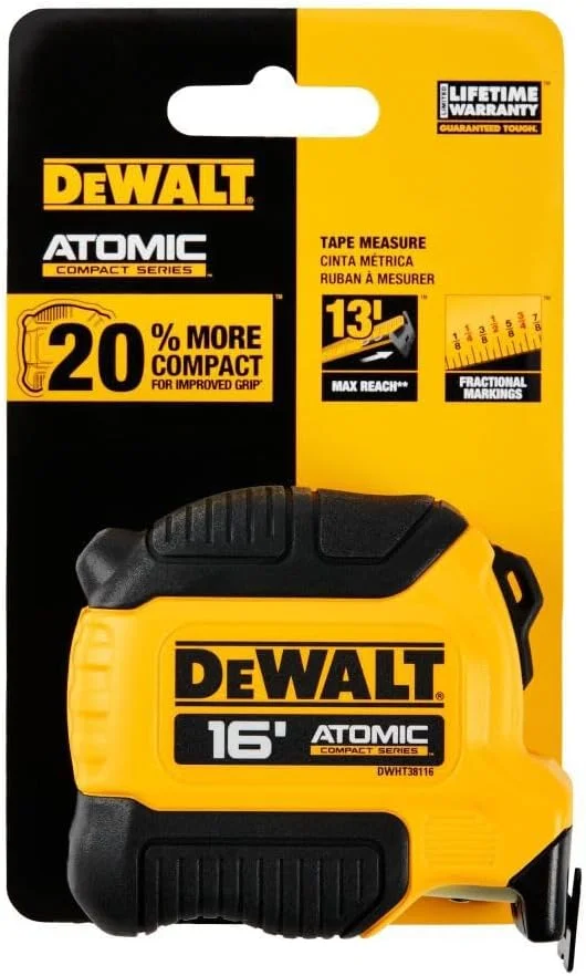 متر نواری 16 فوتی سری اتمی کامپکت DEWALT متر نواری 16 فوتی سری اتمی کامپکت DEWALT