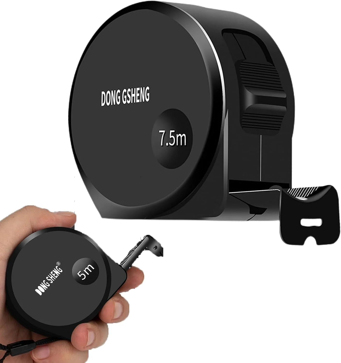 متر نواری جمع شونده TERRIFI به طول 7.5 متر (25 فوت) با مقیاس متریک و اینچی، تیغه استیل ضد زنگ، بادوام و خوانا، خود قفل شونده، طراحی توخالی، کنترل جمع شدن (طلایی مشکی)