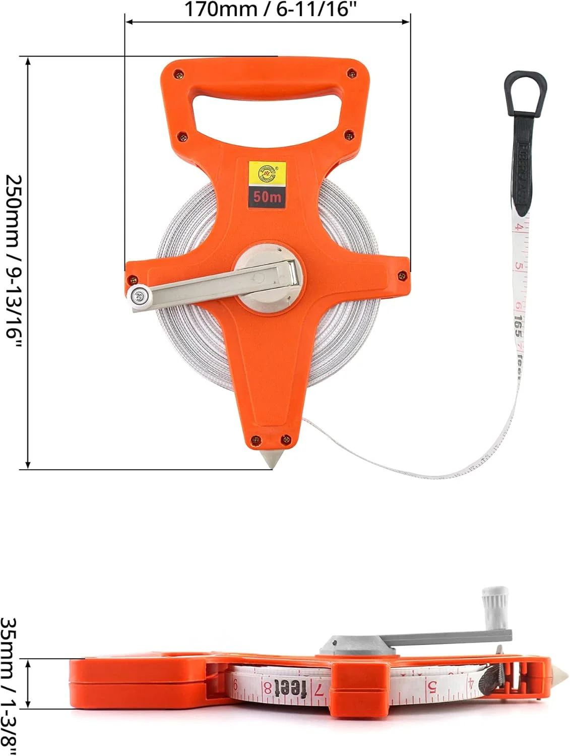 متر نواری فایبرگلاس کیوورک 50 متری / 165 فوت، دو طرفه