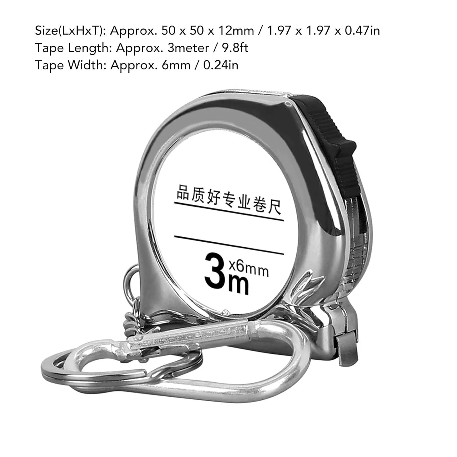 جاکلیدی متر نواری فولادی سبک وزن، متر نواری جاکلیدی، مقیاس واضح، جنس فولاد کربنی، ابزار اندازه گیری قابل حمل و کاربردی، دارای سگک کوهنوردی