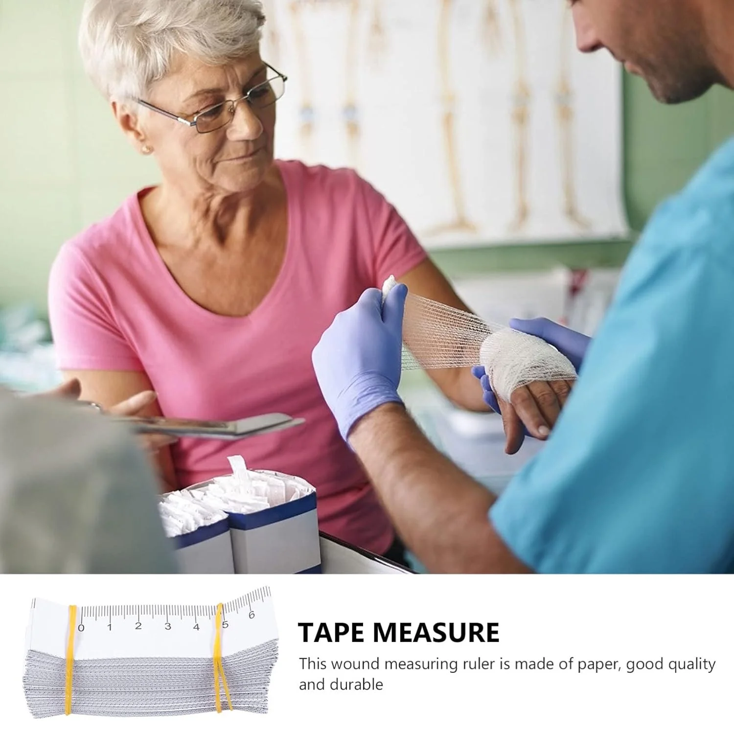 نوار اندازه گیری کاغذی 1 متری DOITOOL، بسته 100 عددی خط کش های یکبار مصرف برای اندازه گیری زخم، نوار اندازه گیری دور سر دو طرفه، مورد استفاده در آموزش و پرورش برای اندازه گیری سر نوزادان در کلینیک ها، کلاس های درس و دفاتر