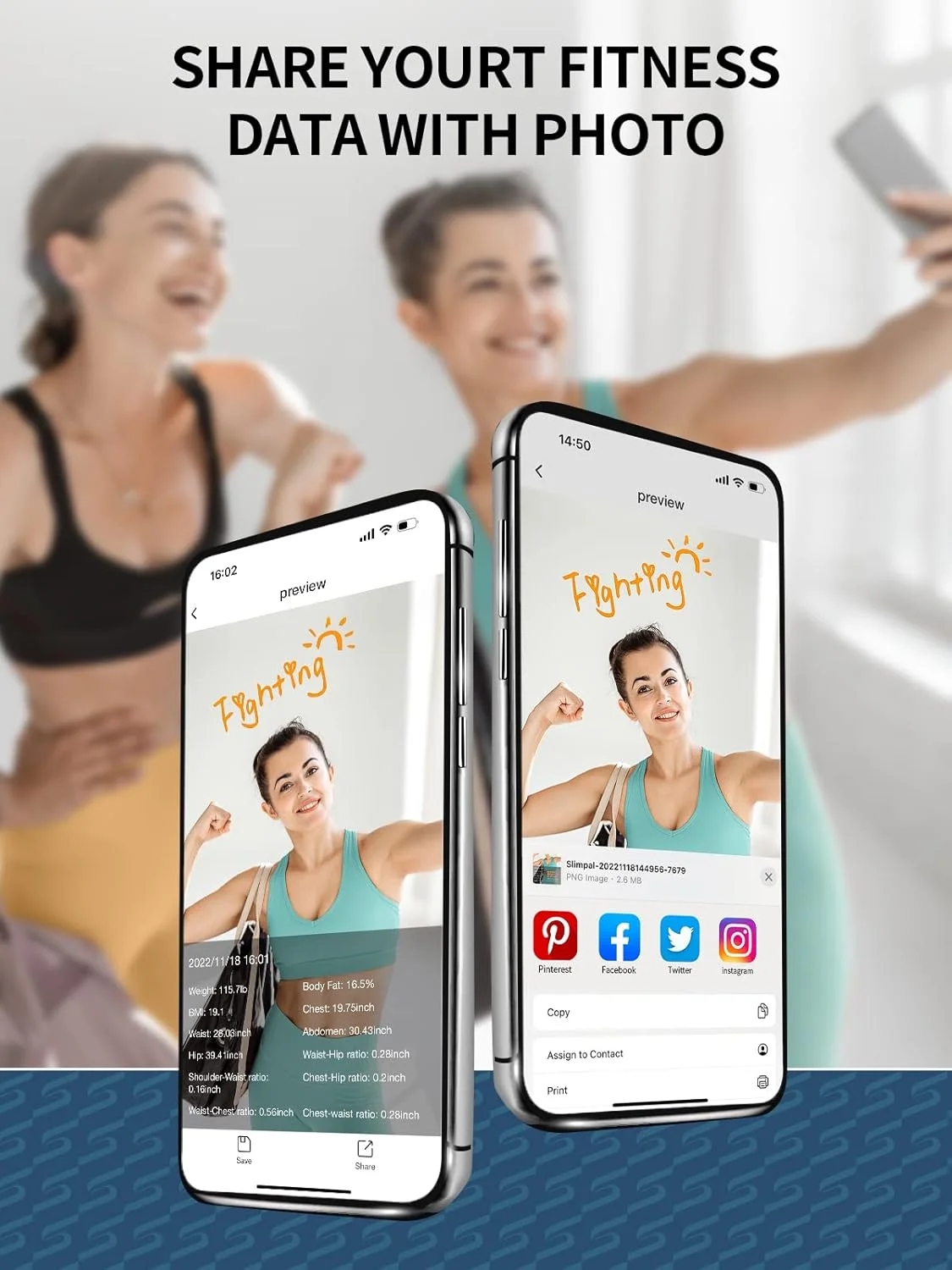 متر نواری هوشمند بدن Slimpal، ابزار بلوتوثی برای نظارت بر چربی بدن و BMI، جمع شونده، دقیق و با خوانایی آسان، چند کاربره، چند منظوره