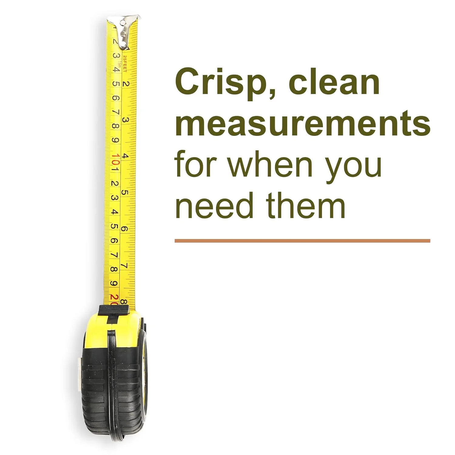 متر نواری ۲۵ فوتی Upper Midland Products، بسته ۱۰ عددی، ابزار دستی متر نواری جمع شونده با قابلیت خواندن آسان برای اندازه گیری با واحدهای اینچی و متریک، ۲۵ فوت در ۱ اینچ