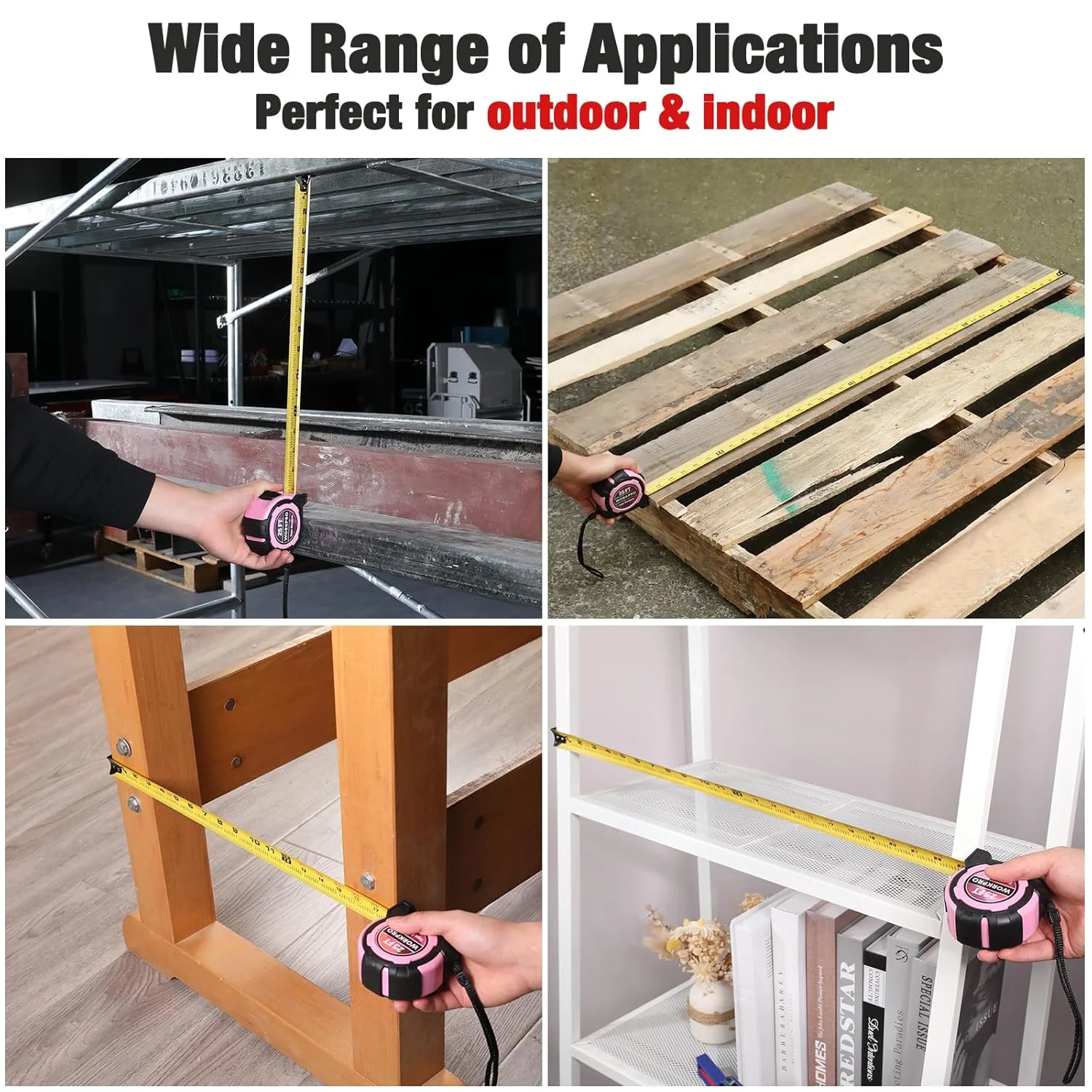 متر نواری صورتی WORKPRO به طول 25 فوت، متر اندازه گیری با خواندن آسان کسری 1/8، متر اندازه گیری با روکش نایلونی جمع شونده با دقت 1/32، قلاب مغناطیسی، گیره کمربند، روکش محافظ لاستیکی متر نواری صورتی WORKPRO به طول 25 فوت، متر اندازه گیری با خواندن آسان کسری 1/8، متر اندازه گیری با روکش نایلونی جمع شونده با دقت 1/32، قلاب مغناطیسی، گیره کمربند، روکش محافظ لاستیکی