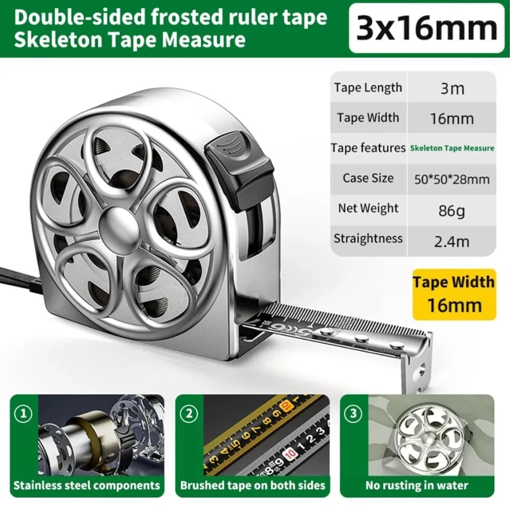 متر نواری 3 متری KWSLIN، ابزار اندازه گیری جمع شونده استیل ضد زنگ با قفل خودکار، مقیاس خوانا دو طرفه، خط کش فشرده ضد زنگ برای نجاری، DIY، دفتر، نقره ای (3 متر در 16 میلی متر) متر نواری 3 متری KWSLIN، ابزار اندازه گیری جمع شونده استیل ضد زنگ با قفل خودکار، مقیاس خوانا دو طرفه، خط کش فشرده ضد زنگ برای نجاری، DIY، دفتر، نقره ای (3 متر در 16 میلی متر)
