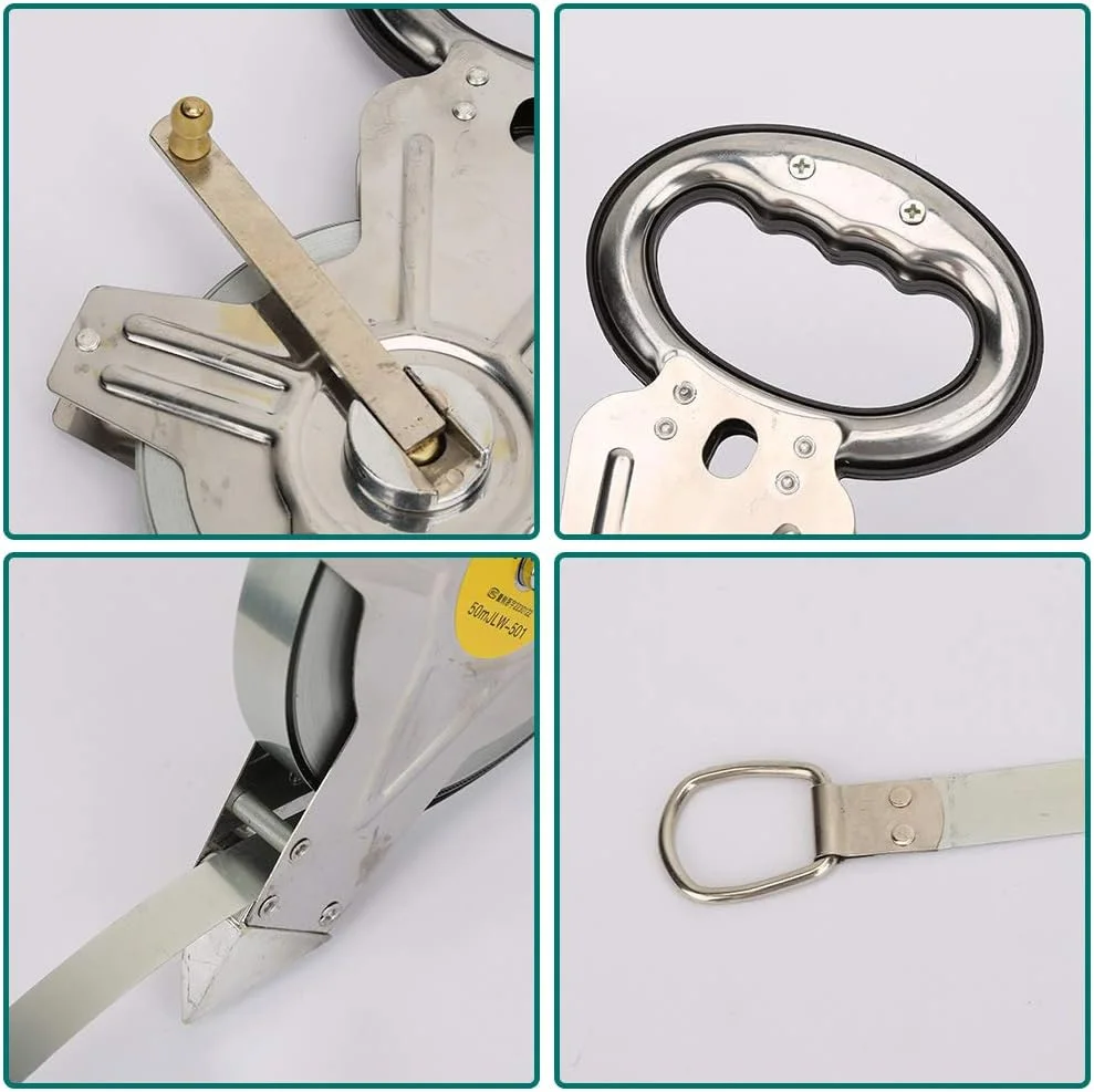 متر نواری 50 متری استیل زومینی، ابزار جمع شونده برای نقشه برداری و ساخت و ساز مهندسی