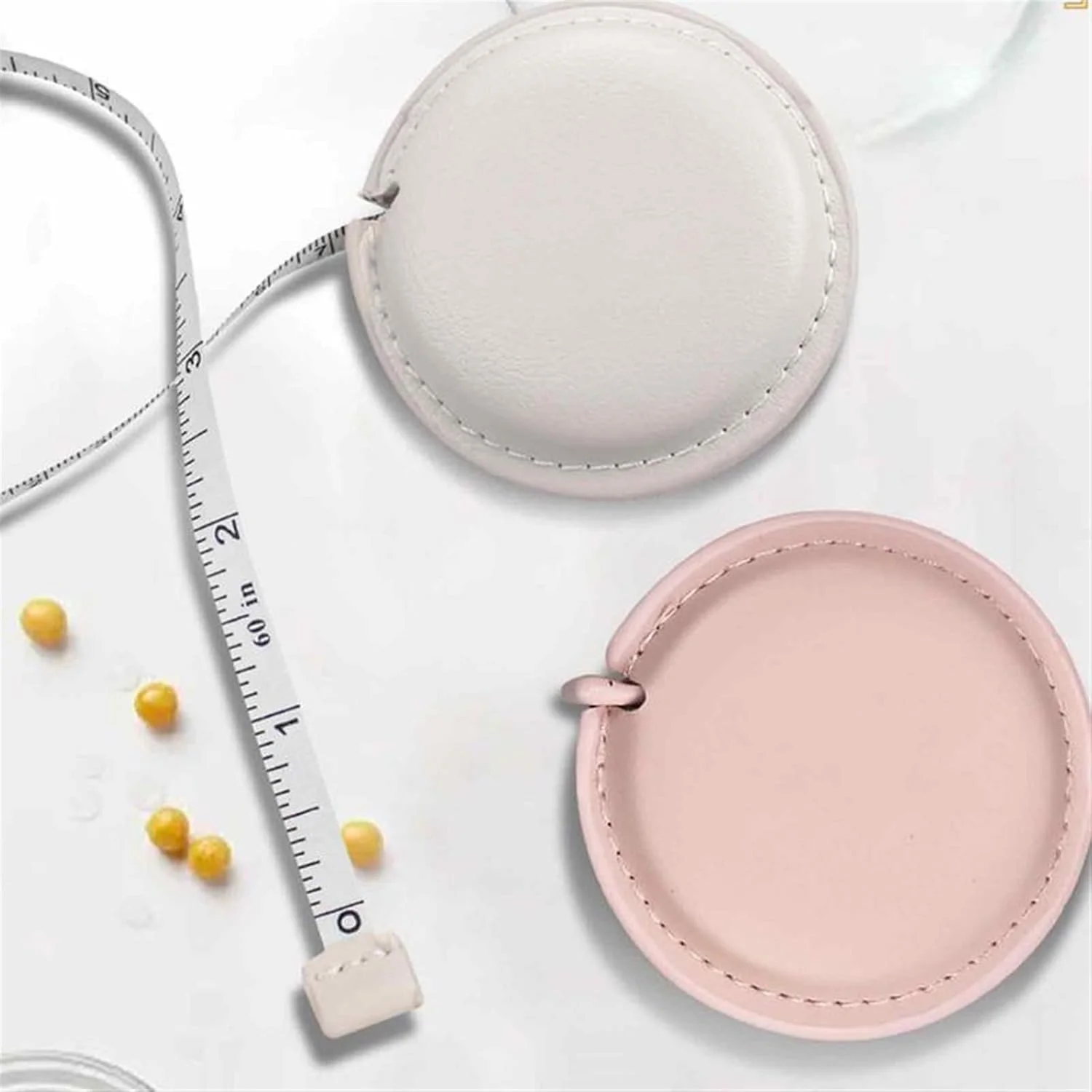 متر نواری TEDNIDS، متر نواری نرم جمع شونده با روکش چرمی، متر جیبی با مقیاس دوگانه، خط کش انعطاف پذیر برای اندازه گیری پارچه و بدن (آبی تیره)