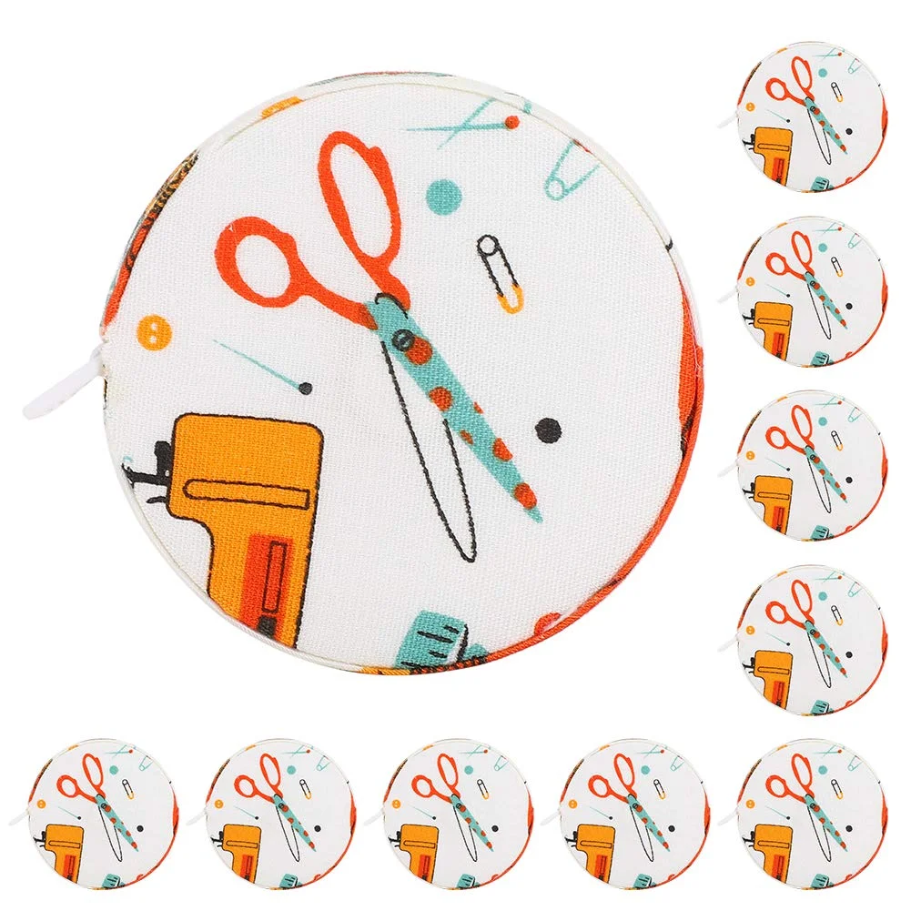 10 عدد متر نواری، متر نواری، خط کش جمع شونده با مقیاس دو طرفه، متر نواری پارچه ای برای خیاطی، اندازه گیری و دوخت، خط کش قابل حمل