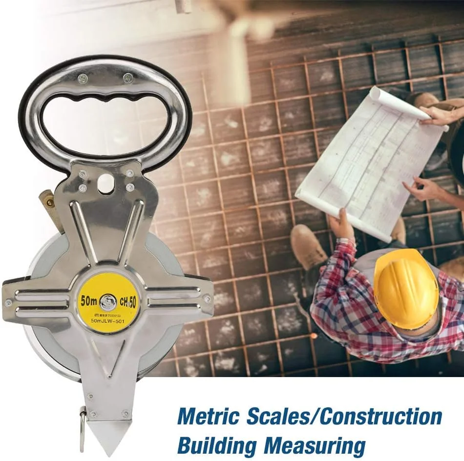 متر نواری 50 متری استیل زومینی، ابزار جمع شونده برای نقشه برداری و ساخت و ساز مهندسی