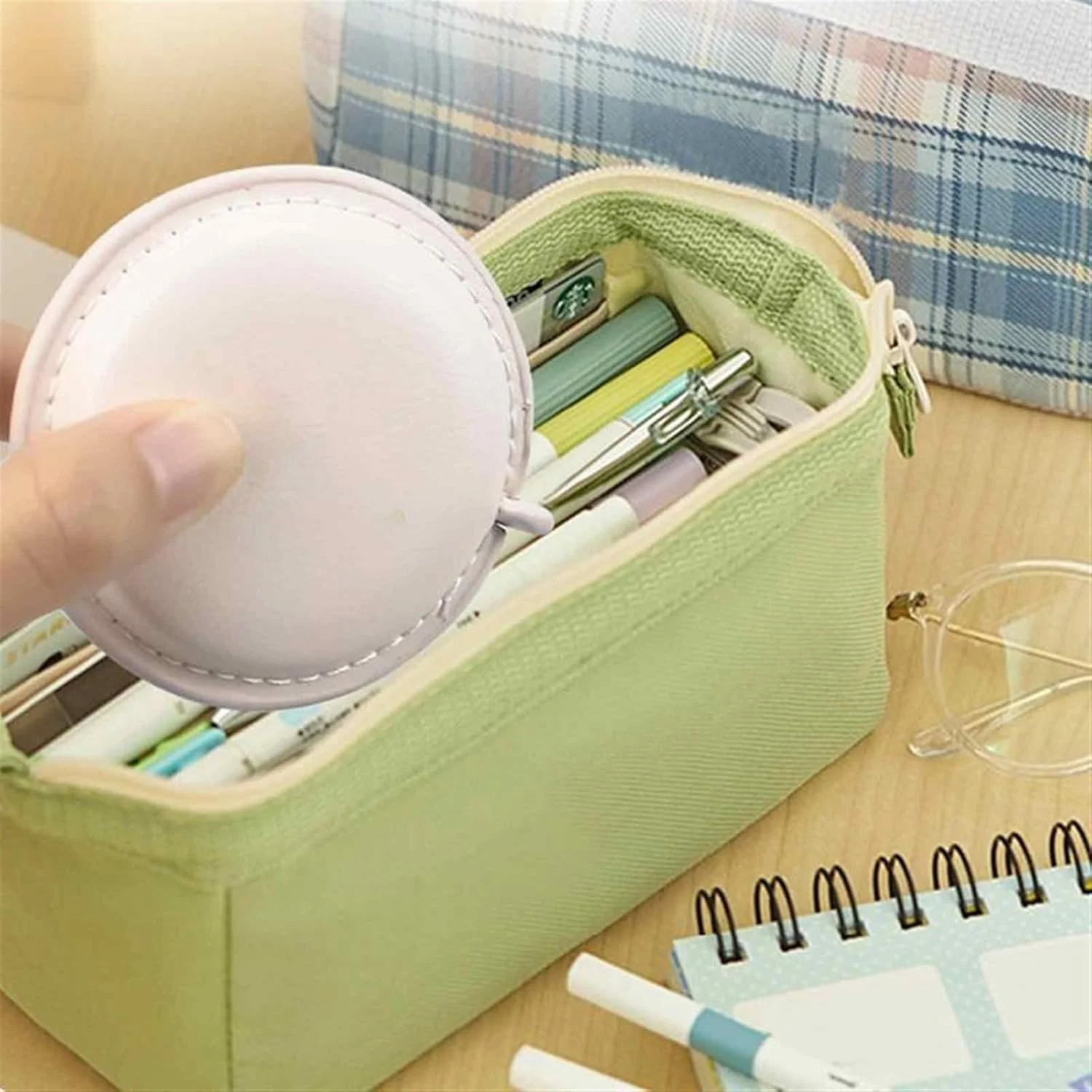 متر نواری TEDNIDS، متر نواری نرم جمع شونده با روکش چرمی، متر جیبی با مقیاس دوگانه، خط کش انعطاف پذیر برای اندازه گیری پارچه و بدن (آبی تیره)