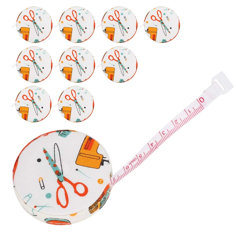 10 عدد متر نواری، متر نواری، خط کش جمع شونده با مقیاس دو طرفه، متر نواری پارچه ای برای خیاطی، اندازه گیری و دوخت، خط کش قابل حمل