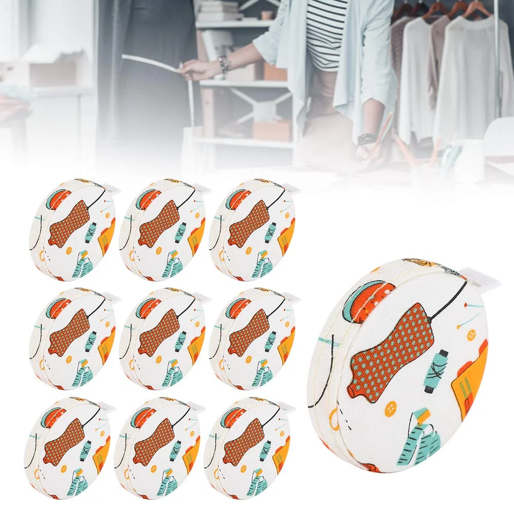 10 عدد متر نواری، متر نواری، خط کش جمع شونده با مقیاس دو طرفه، متر نواری پارچه ای برای خیاطی، اندازه گیری و دوخت، خط کش قابل حمل