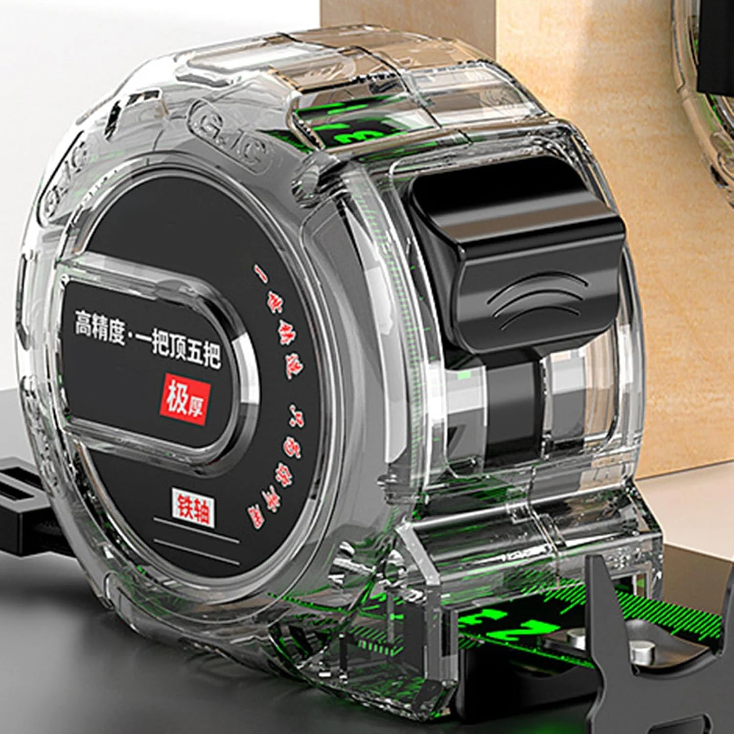 متر نواری استیل ضد زنگ با روکش الکتروپلیت بادوام Fdit، با جعبه شفاف و ابزار نجاری مناسب برای محیط های کاری مختلف به همراه جعبه خط کش نجاری (10 متر / 32.8 فوت)