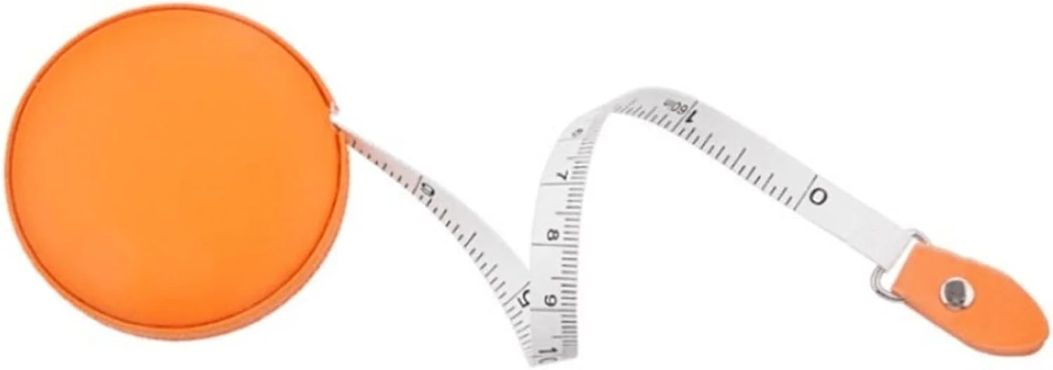 متر نواری KRSIAXG، ابزار متر نواری، پارچه بدنه متر نواری، خیاطی، متر اندازه گیری، خط کش مینیاتوری جمع شونده (نارنجی)