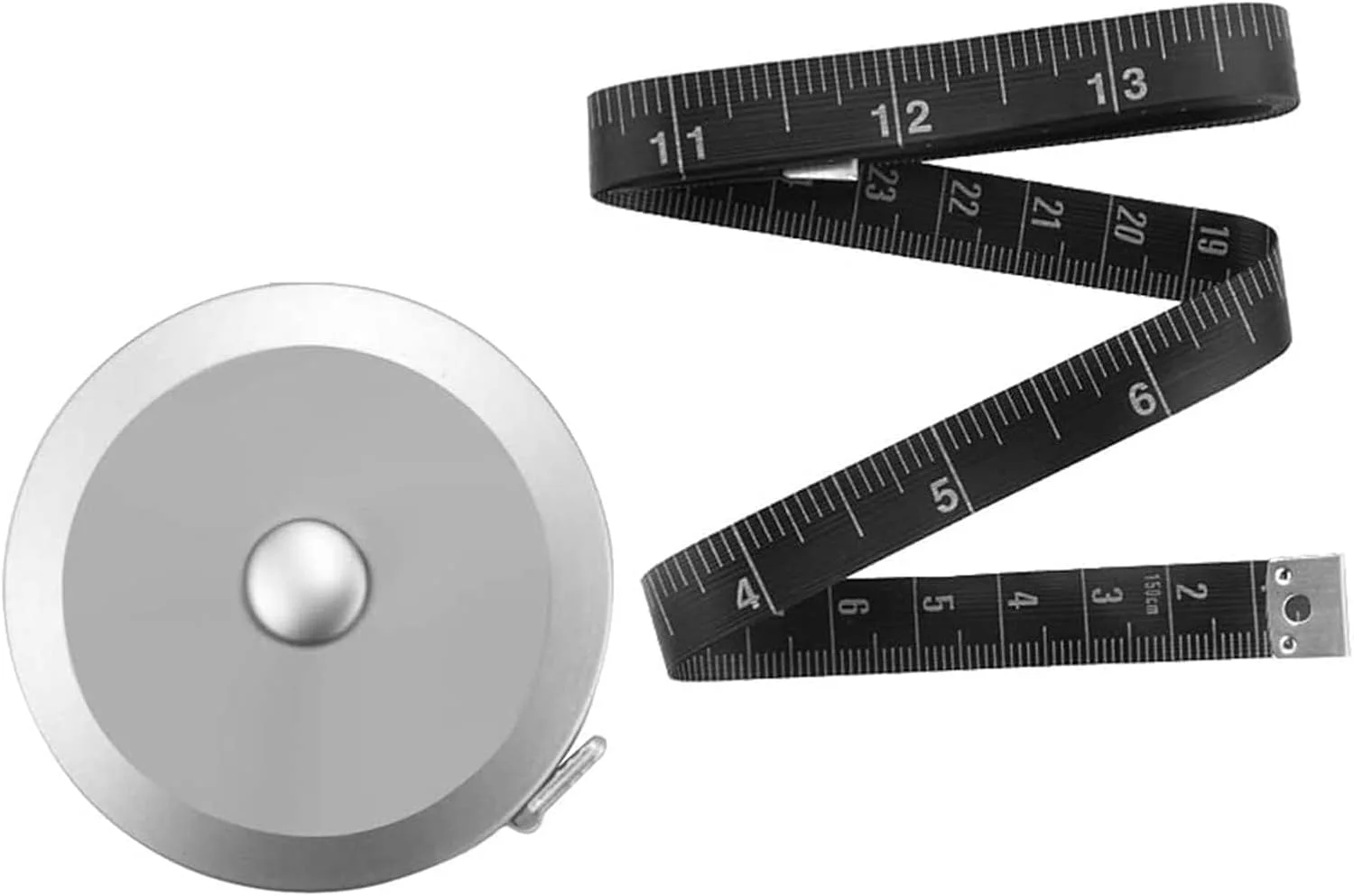 متر خیاطی KRSIAXG، متر نرم برای خیاطی پارچه، خیاط، پارچه، نوار اندازه گیری صنایع دستی (نقره ای و مشکی)