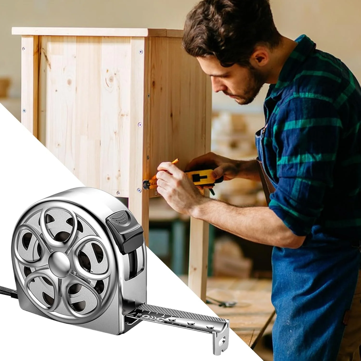 متر نواری ضد آب - متر فولادی ضد آب با قفل فوری، ابزار اندازه گیری دستی ضد سقوط برای مسیرهای کشاورزی، مهندسی صنعتی، نجاری و فضای باز متر نواری ضد آب - متر فولادی ضد آب با قفل فوری، ابزار اندازه گیری دستی ضد سقوط برای مسیرهای کشاورزی، مهندسی صنعتی، نجاری و فضای باز