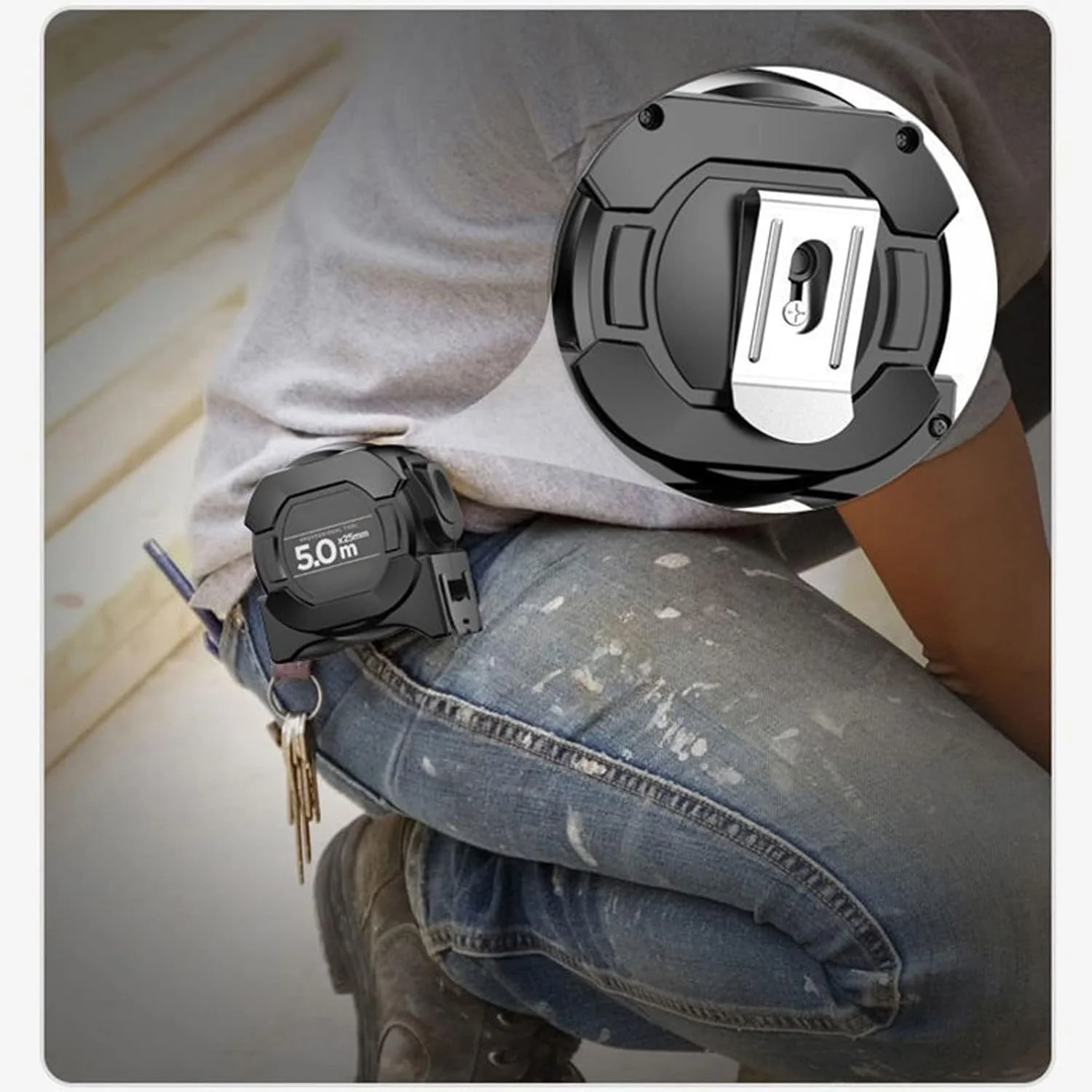 متر نواری KRSIAXG، متر نواری دیجیتال استیل ضد زنگ درجه یک، متر نواری دو طرفه صنعتی با متر نواری خود قفل شونده مغناطیسی (Hortel)