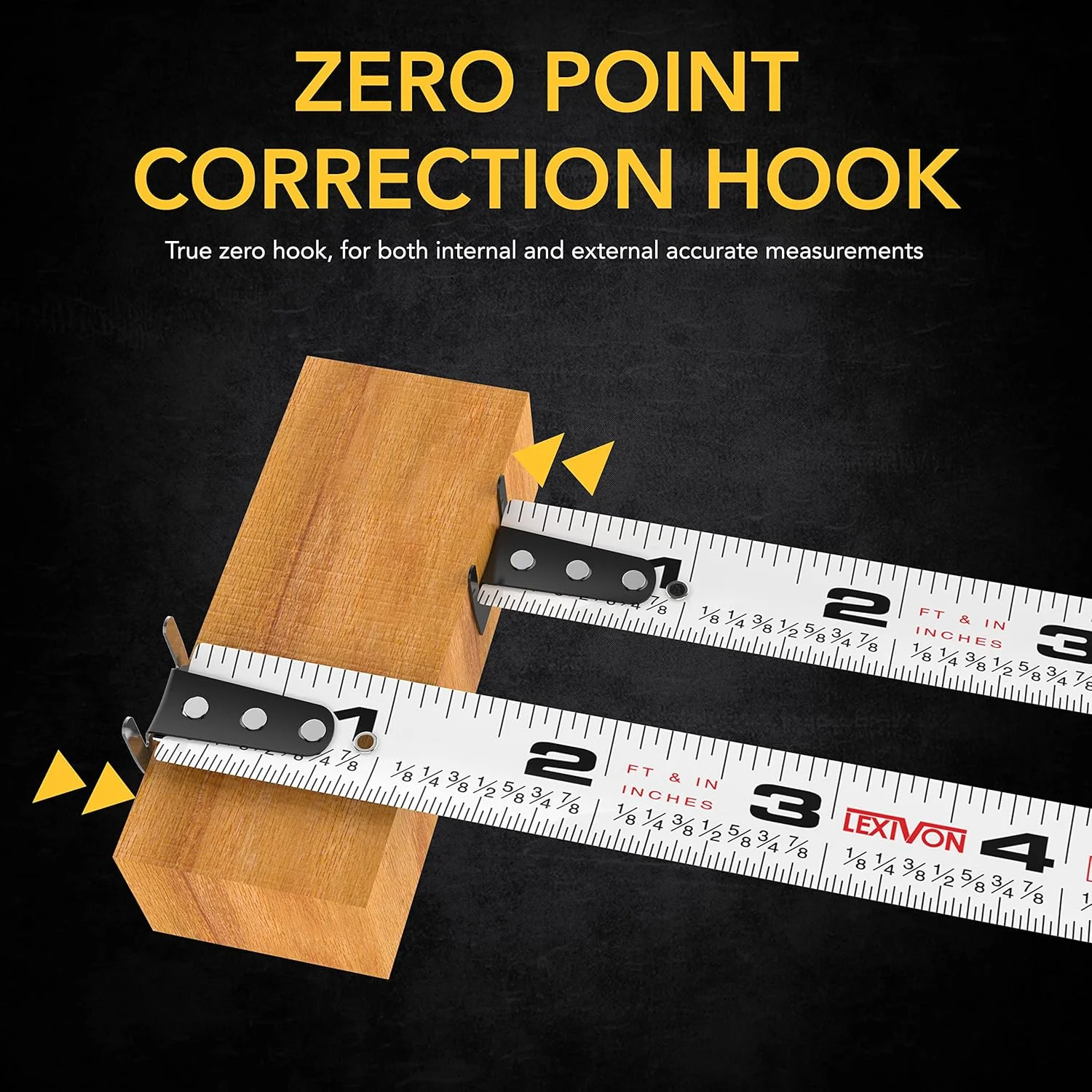 متر نواری 3 متری/10 فوتی DuaLock لکسیون | تیغه 3/4 اینچی با پوشش نایلونی، روکش مات سفید و زرد با چاپ دو طرفه | فوت/اینچ/کسر/متریک (LX-200)