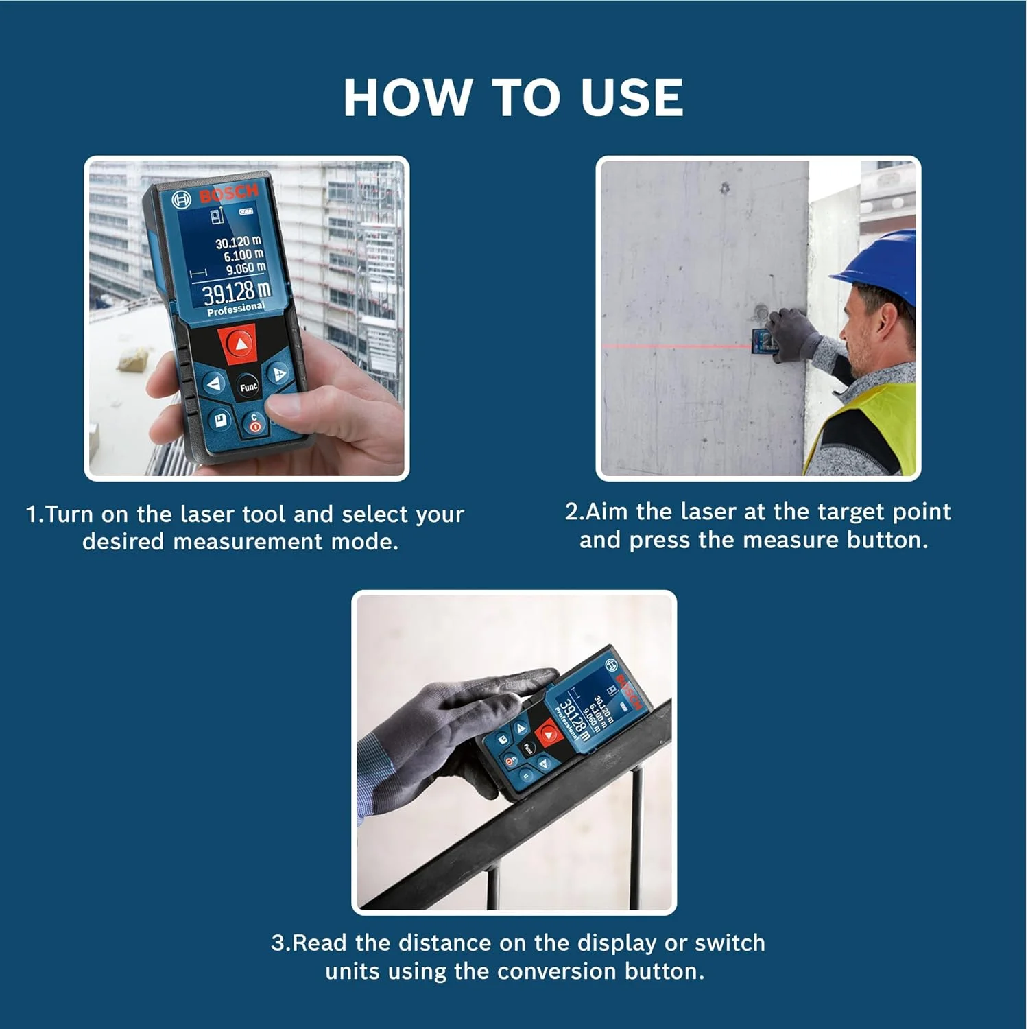 متر لیزری بوش مدل GLM 400 (محدوده 40 متر)، با باتری