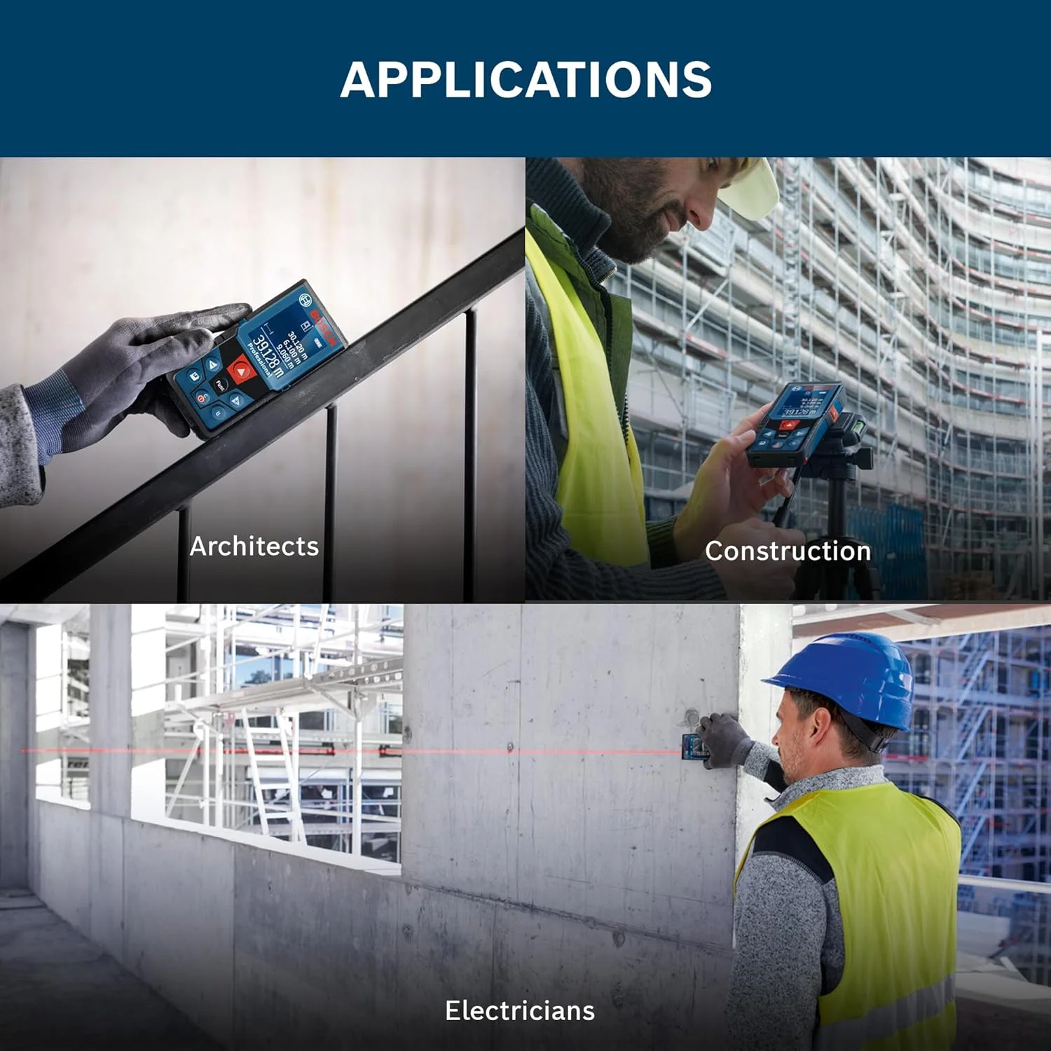 متر لیزری بوش مدل GLM 400 (محدوده 40 متر)، با باتری