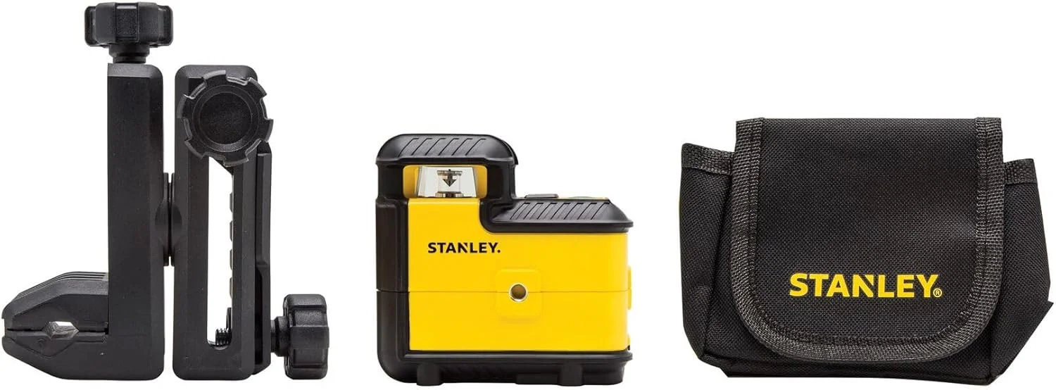 دستگاه تراز لیزری خطی متقاطع استنلی با چرخش 360 درجه (خط افقی و عمودی 360 درجه، خودتراز، IP50، شامل پایه دیواری، 4 عدد باتری و کیف حمل) STHT77594-1