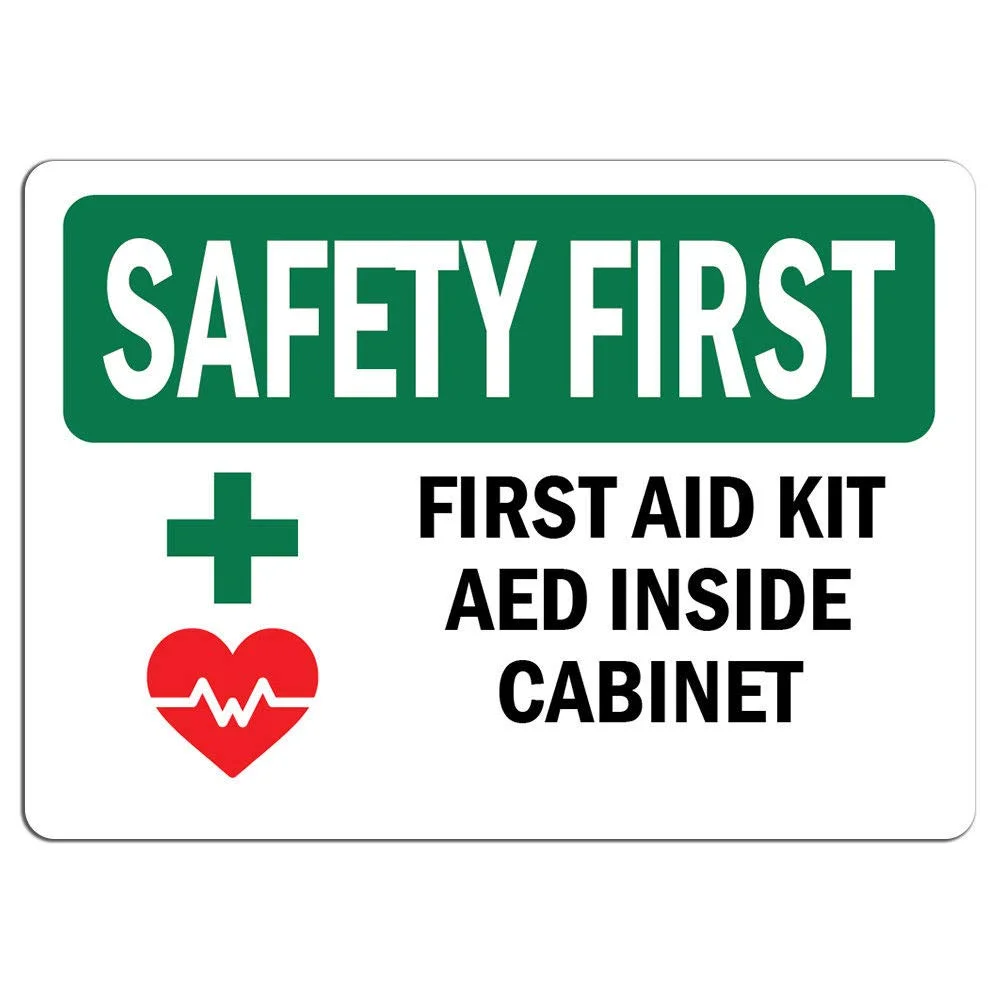 تابلو ایمنی Cortan360 - جعبه کمک های اولیه و دستگاه AED داخل کابینت با برچسب نماد، مناسب برای فروشگاه ها و قابل چسباندن بر روی هر سطحی، 8 اینچ