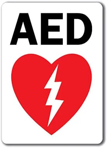 تابلو علامت AED کورتان 360 (همراه با گرافیک) - برچسب علامت ایمنی، مناسب برای فروشگاه ها، قابل چسباندن بر روی هر سطحی، 8 اینچ