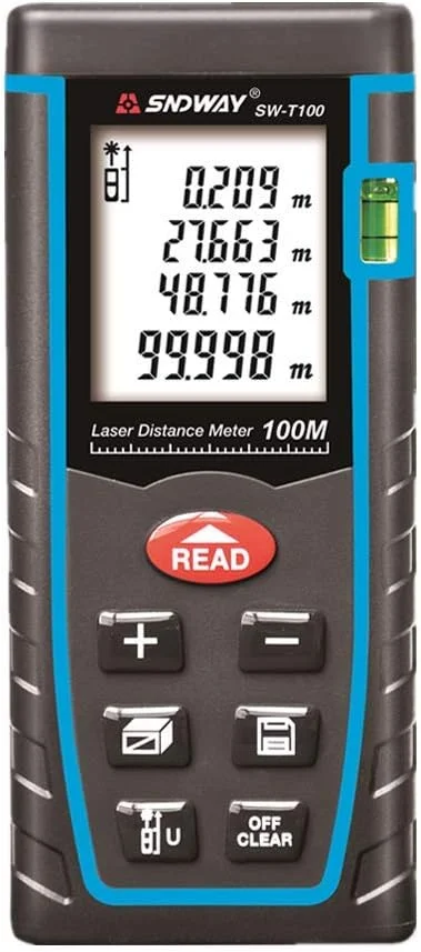 فاصله یاب لیزری دیجیتال 100 متری SNDWAY SW-T100، متر نواری، مساحت و حجم