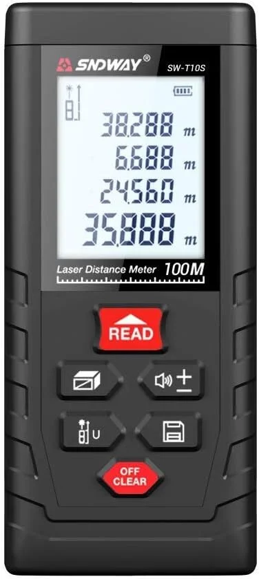 فاصله یاب لیزری دیجیتال 120 متری SNDWAY SW-TG120، متر نواری، محاسبه مساحت و حجم