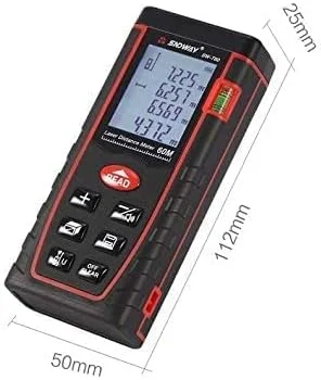متر لیزری دیجیتال 60 متری Sndway مدل SW-T60 با تراز حبابی و صفحه نمایش LCD چهار خطی متر لیزری دیجیتال 60 متری Sndway مدل SW-T60 با تراز حبابی و صفحه نمایش LCD چهار خطی