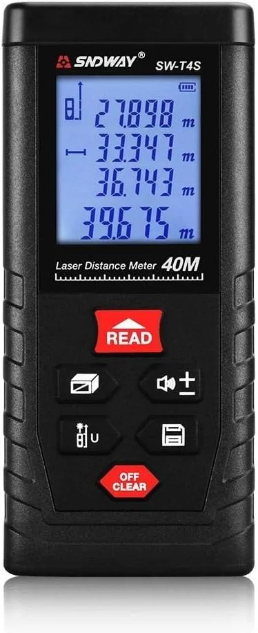 متر لیزری دیجیتال 40 متری SNDWAY SW-T4S با قابلیت اندازه گیری مساحت/حجم