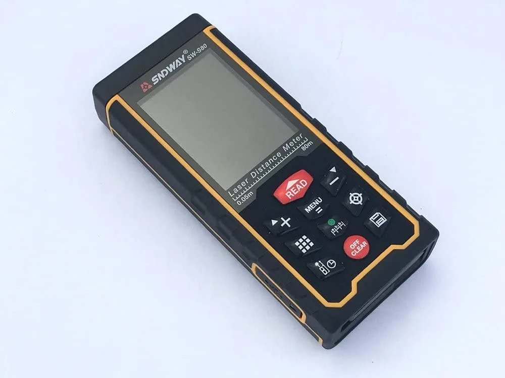 متر لیزری دوربین دار دیجیتال SNDWAY SW-S80، برد 80 متر، ابزار اندازه گیری مساحت و حجم