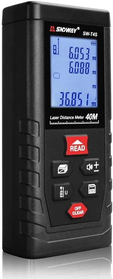 متر لیزری دیجیتال 40 متری SNDWAY SW-T4S با قابلیت اندازه گیری مساحت/حجم