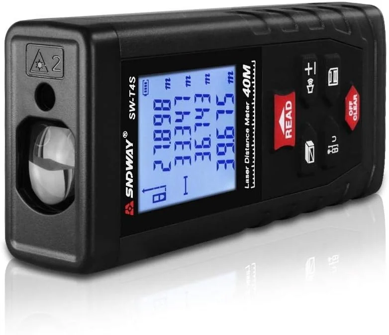 متر لیزری دیجیتال 40 متری SNDWAY SW-T4S با قابلیت اندازه گیری مساحت/حجم