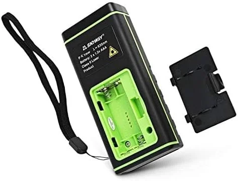 متر لیزری SNDWAY مدل SW-T40، فاصله یاب لیزری دیجیتال 40 متری، متر نواری، محاسبه مساحت و حجم با تراز حبابی و صفحه نمایش LCD 4 خطی