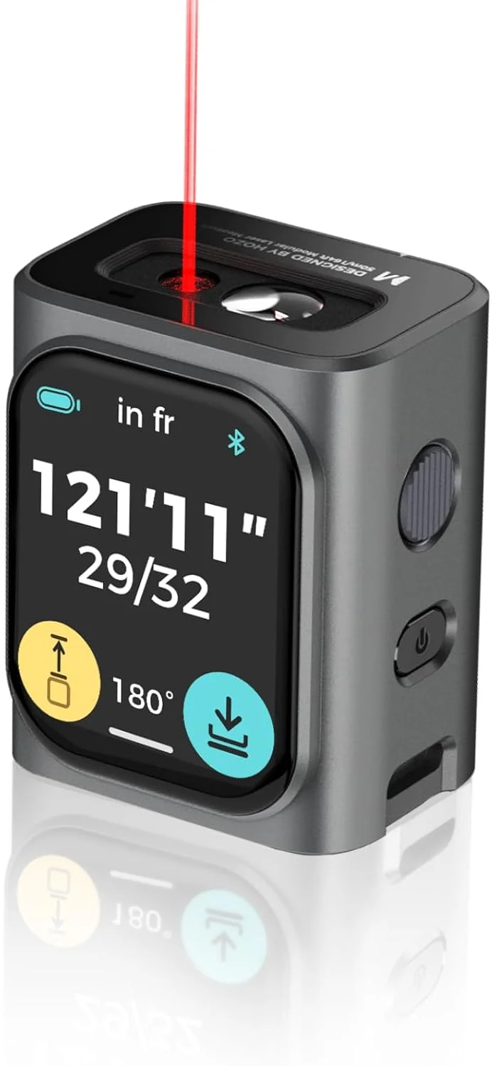 ابزار اندازه گیری لیزری ماژولار HOZO M-Cube شامل 00 متر لیزری، 01 آداپتور برنامه ریز هوشمند، 03 آداپتور لیزر دو طرفه +، 05 آداپتور غلتکی مقیاس لیزری