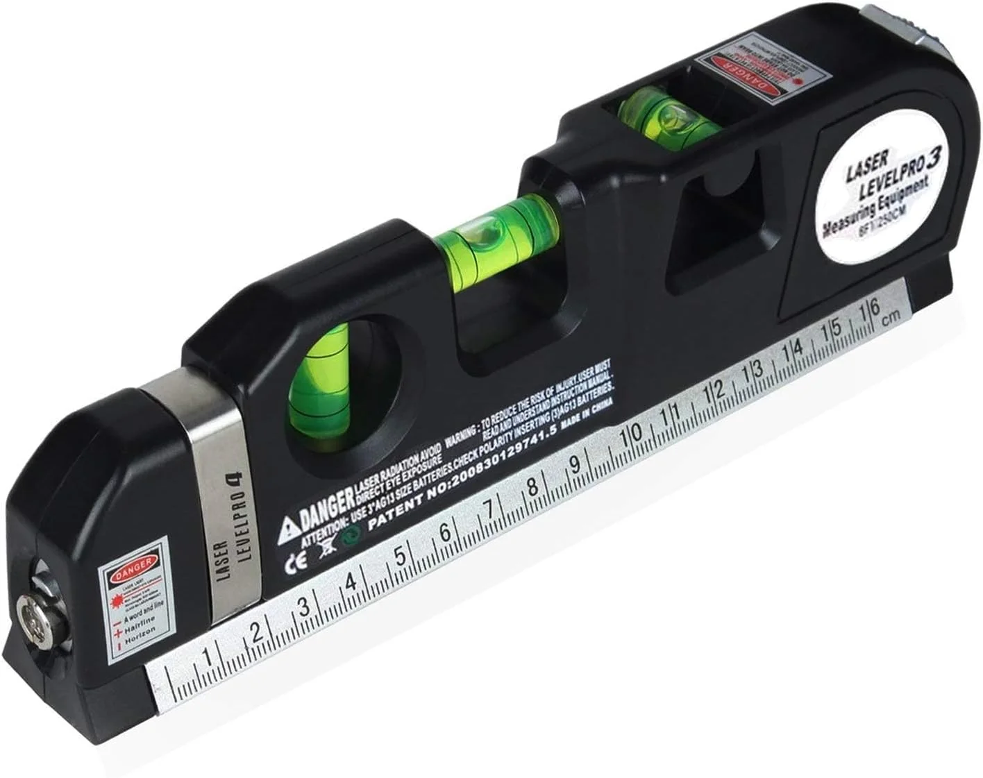 ابزار اندازه گیری لیزری 4 در 1 ای وینر، تراز چند منظوره، خط کش لیزری متریک استاندارد، متر نواری 2.5 متری