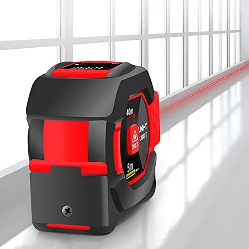 فاصله سنج لیزری تک دکمه ای 40 متری یونی تی مدل LM40T به همراه متر نواری 5 متری 2 در 1، مسافت یاب دیجیتال مادون قرمز با صفحه نمایش LCD فاصله سنج لیزری تک دکمه ای 40 متری یونی تی مدل LM40T به همراه متر نواری 5 متری 2 در 1، مسافت یاب دیجیتال مادون قرمز با صفحه نمایش LCD